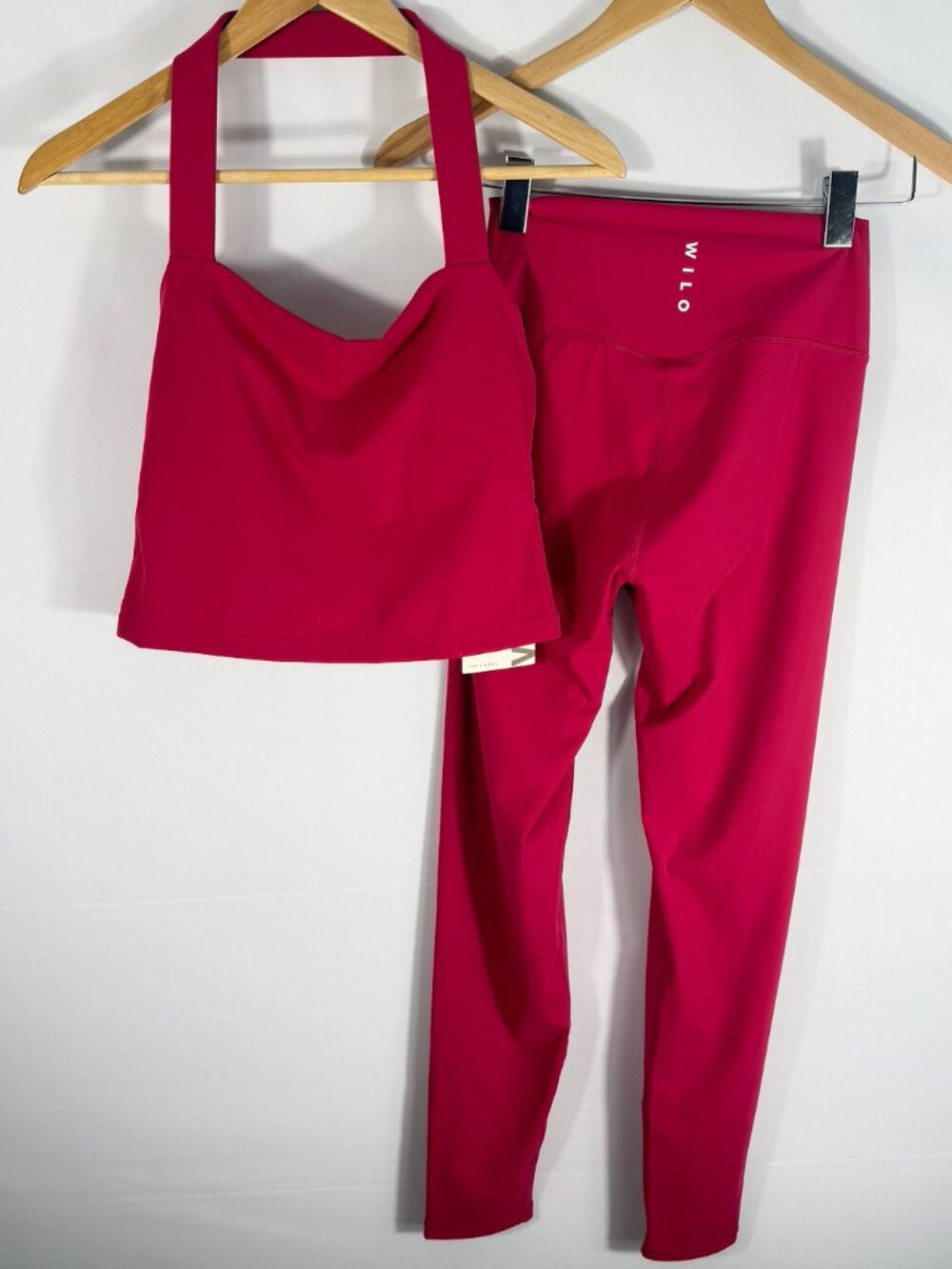 WILO THE LABEL Halter Tank Legging Set Raspberry NWT 2 Piece Workout Set